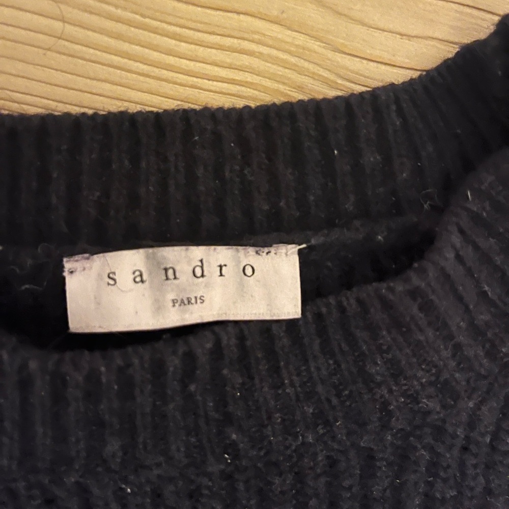 Sandro Black and Purple Crew Neck Sweater